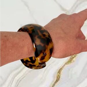 Tortoise Shell Resin Bangle Cuff Bracelet